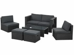 Juskys Salou Polyrattan Lounge Set - Black