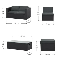 Juskys Salou Polyrattan Lounge Set - Black