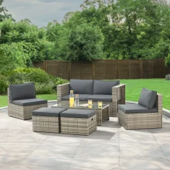 Juskys Salou Polyrattan Lounge Set - Grey