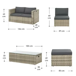 Juskys Salou Polyrattan Lounge Set - Grey