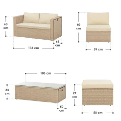 Juskys Salou Polyrattan Lounge Set - Creme