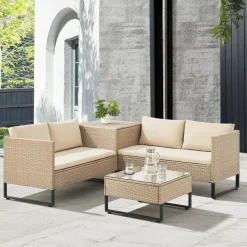 Juskys Santorini Polyrattan Modular Loungeset - Beige