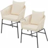 Juskys Set von 2 Seilgeflechter Gartenstühlen mit kissen - Beige