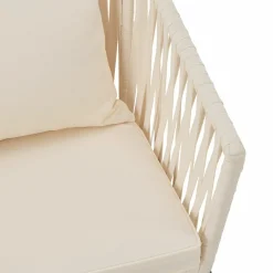 Juskys Set von 2 Seilgeflechter Gartenstühlen mit kissen - Beige