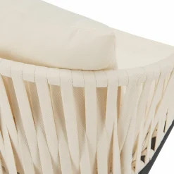 Juskys Set von 2 Seilgeflechter Gartenstühlen mit kissen - Beige