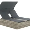 Juskys Syros Polyrattan Lounge Bed - Grey
