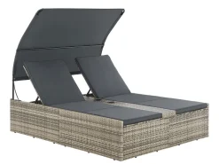 Juskys Syros Polyrattan Lounge Bed - Grey