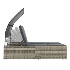 Juskys Syros Polyrattan Lounge Bed - Grey