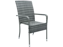 Juskys Yoro Polyrattan Set von 4 Gartenstühle - Grey