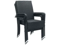 Juskys Yoro Polyrattan Set von 4 Gartenstühle - Black