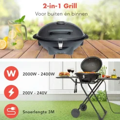 KitchenBrothers 2400 watt Elektro-Grill Mit Rädern