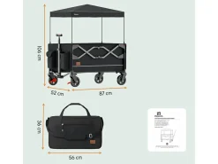 LifeGoods 80 kg Bollerwagen mit Dach - Anthracite