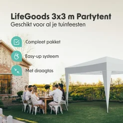 LifeGoods 3x3 m partytent - White