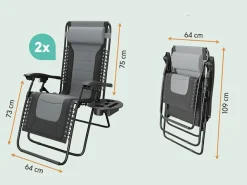LifeGoods Comfort 2er-Set Relaxstühle - Black/Grey