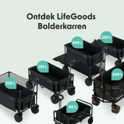 LifeGoods Doppel 400L bollerwagen - Black