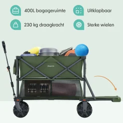 LifeGoods Doppel 400L bollerwagen - Green