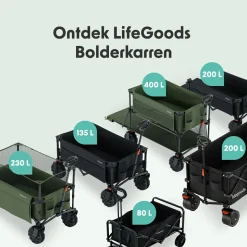 LifeGoods Doppel 400L bollerwagen - Green