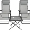 LifeGoods 2er-Set Relaxstühle mit Tisch - Grey