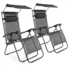 LifeGoods 2er-Set Relaxstühle mit Sonnendach - Black