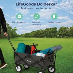 LifeGoods 70KG bollerwagen 94L - Grey