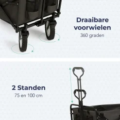 LifeGoods 70KG bollerwagen 94L - Grey