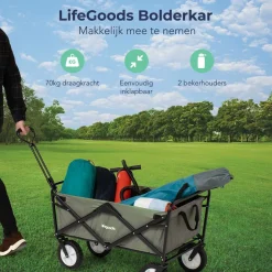 LifeGoods 70KG bollerwagen 94L - Green