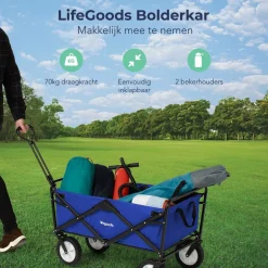 LifeGoods 70KG bollerwagen 94L - Blue