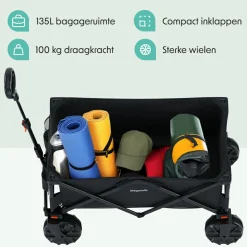 LifeGoods 135L bollerwagen - Black
