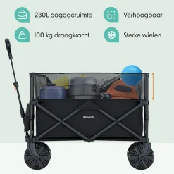 LifeGoods 230L bollerwagen - Black