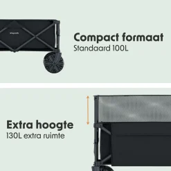 LifeGoods 230L bollerwagen - Black