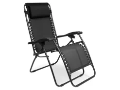 LifeGoods Liegestuhl mit Beistelltisch - Black
