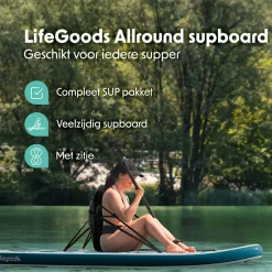 LifeGoods PaddlePro SUP Board mit Sitz - White/Deep Aqua