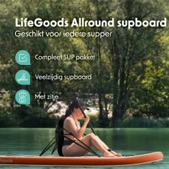 LifeGoods PaddlePro SUP Board mit Sitz - White/Orange