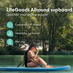 LifeGoods PaddlePro SUP Board mit Sitz - White/Sky Blue