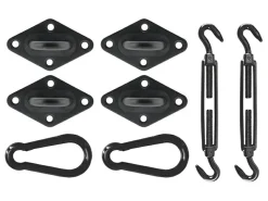 Livn Quadrat Schattentuch Edelstahl Befestigungsmaterial - Black