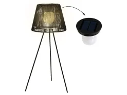 Lumineo Black Rattan Solar-Stehleuchte