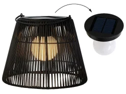 Lumineo Black Rattan Solar Laterne