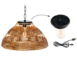 Lumineo Natural Rattan Solar-Hängelampe