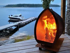 Magma Corten Garten Kamin mit funkenschutz