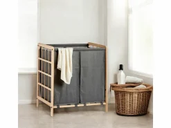 Marbeaux Wäschekorb mit 2 Fächern - Grey