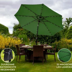 Monstershop 270 cm LED Sonnenschirm mit Kippfunktion - Green