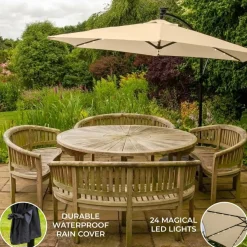 Monstershop 300 Sonnenschirm mit LED-Beleuchtung - Beige