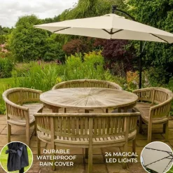 Monstershop 300 Sonnenschirm mit LED-Beleuchtung - Cream