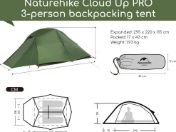 Naturehike Cloud Up 3 PRO Zelt – Grün