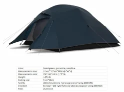Naturehike Cloud Up 3 Upgraded leichte Zelt - Navy Blue