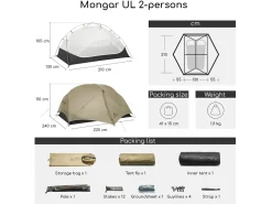 Naturehike Mongar 2 UL Zelt - Khaki