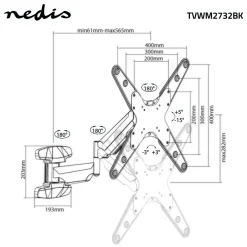 Nedis TVWM2732BK Schwenkbare TV-Wandhalterung
