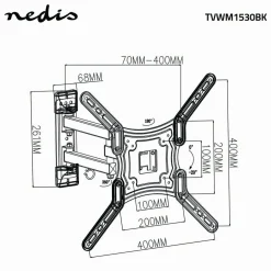 Nedis TVWM1530BK Vollbewegliche-TV-Wandhalterung - 23-55 Zoll