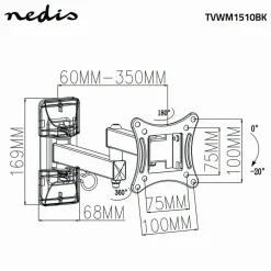 Nedis TVWM1510BK Vollbewegliche-TV-Wandhalterung - Schwarz