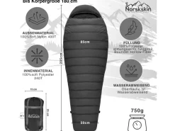 Norskskin Ultralight 800 gr Mumienschlafsack - Rechts
